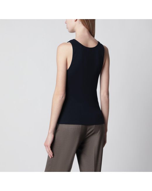 Saint Laurent Black Cassandre Ribbed Cotton Jersey Tank Top