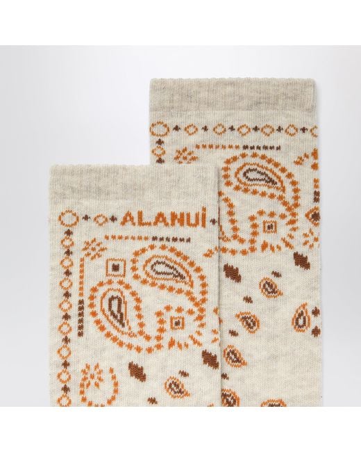 Alanui Natural Cotton-Blend Bandana-Pattern Socks