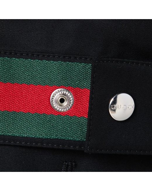 Giacca nera in twill di cotone con dettaglio web di Gucci in Black da Uomo
