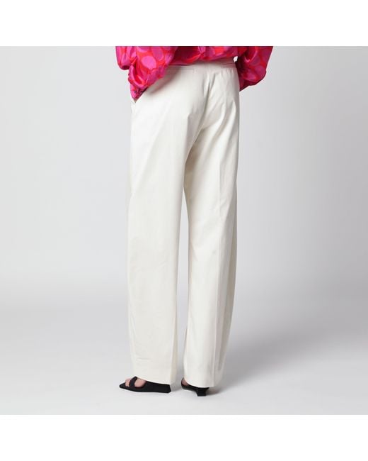 Thelatest White Cream Cotton Palazzo Trousers