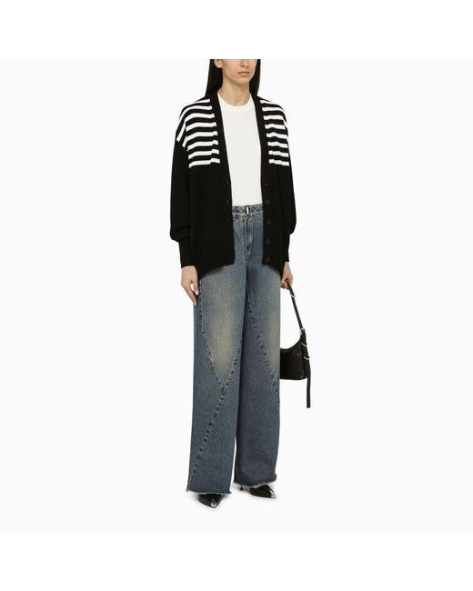 Givenchy Black Striped Wool-Blend Cardigan