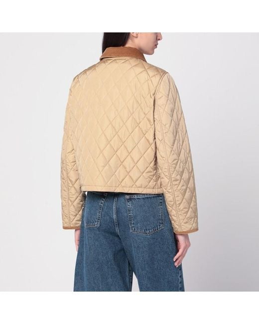 Burberry Blue Gesteppte Cropped-Jacke Aus Nylon