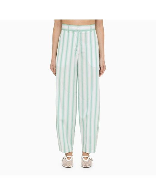 Margaux Lonnberg Green Beatty Striped Cotton Trousers