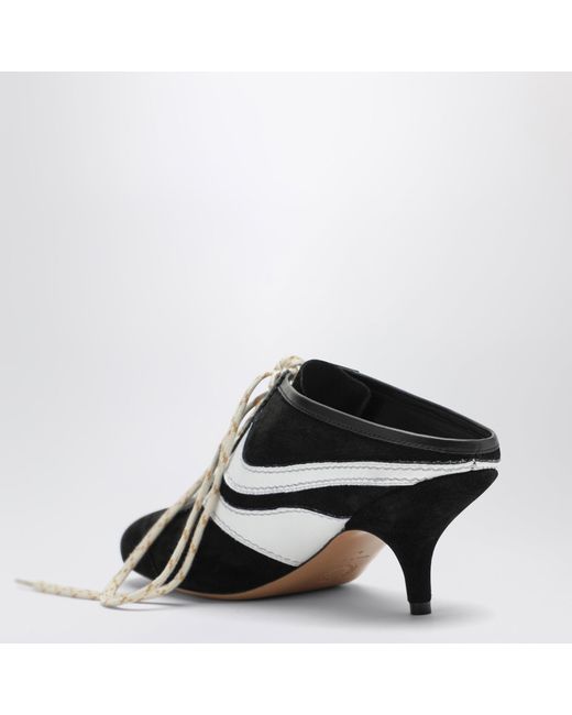 Dries Van Noten Black Mules 65 Aus Schwarzem Und Weißem Wildleder Und Leder