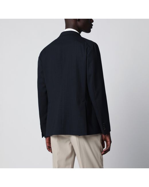 Tagliatore Blue Single-Breasted Textured Wool Jacket for men