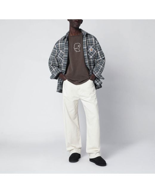 Brain Dead Brown Vintage-Effect T-Shirt With Embroidered Logo for men