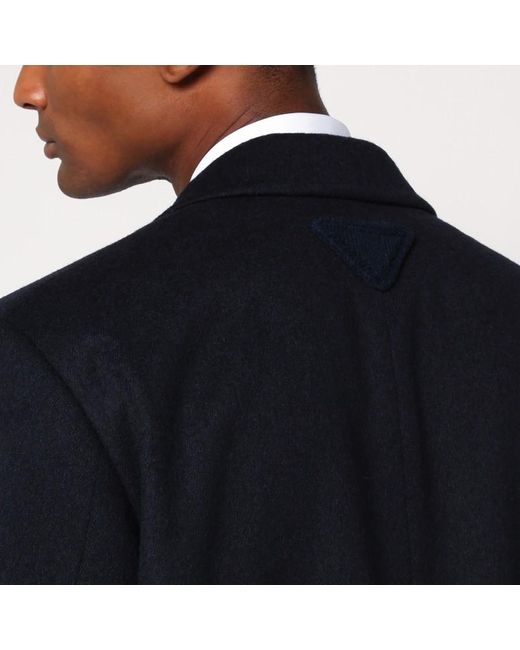 Prada Black Single-breasted Wool Coat for men