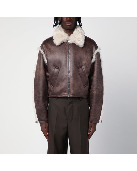 Sefr Amari Faux Sheepskin Jacket in Brown for Men Lyst UK