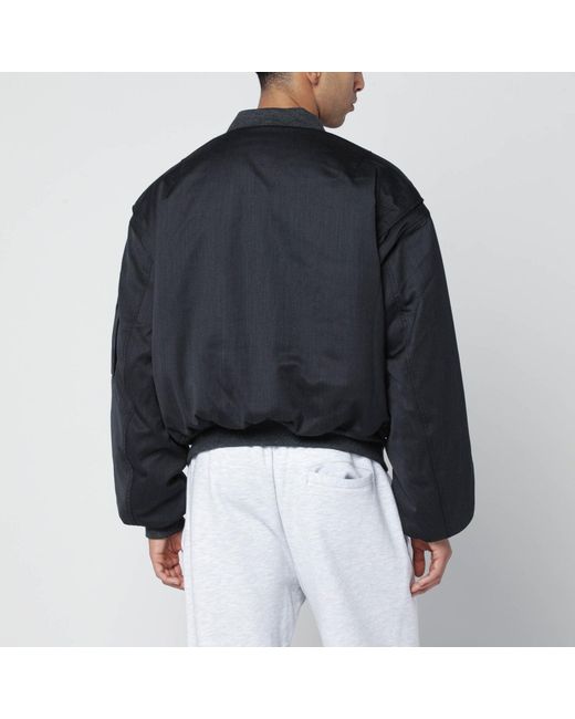 Entire studios Black Wool Blend Bomber Jacket With Zip for men