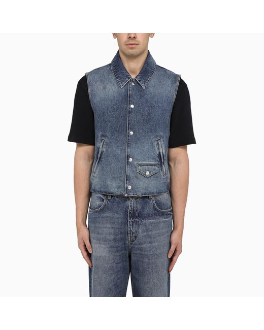 Givenchy Blue Washed-out Denim Waistcoat for men