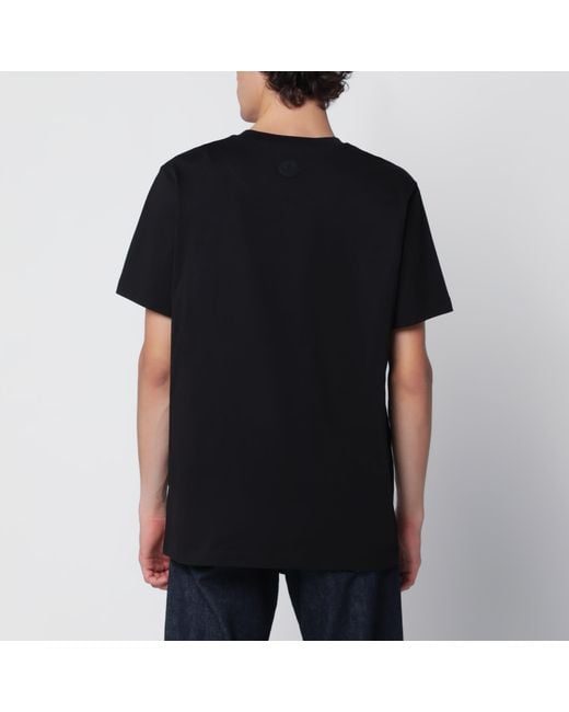 Moncler Black Cotton T-Shirt With Logo for men