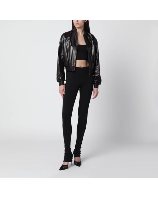 Gucci Black Soft Nappa Leather Bomber Jacket