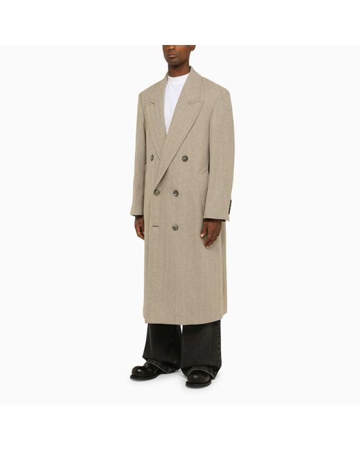 AMI Natural Ami Paris Champaign Double-breasted Coat for men