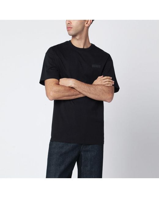 Givenchy Black Cotton T-Shirt With Logo Patch for men