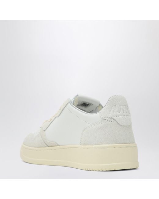 Autry White Medalist Leather And Suede Trainer