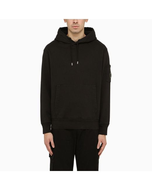 C P Company Black Hoodie With Lens Detail for men