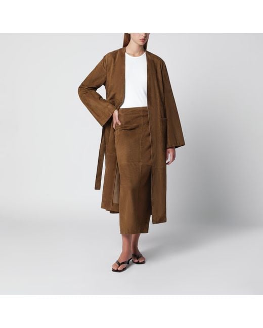 Nour Hammour Brown Selly Suede Maxi Skirt