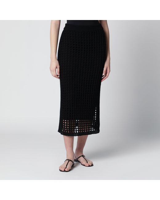 Max Mara Black Long Sheer Net Cotton Skirt