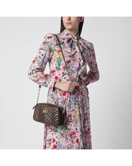Gucci Brown Small Gg Marmont Camera Bag