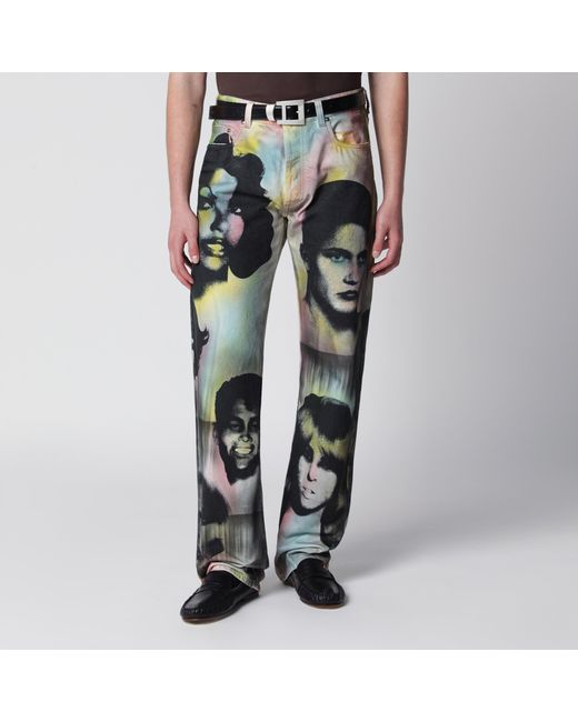 Versace Multicolor Straight Jeans With The Party Print for men
