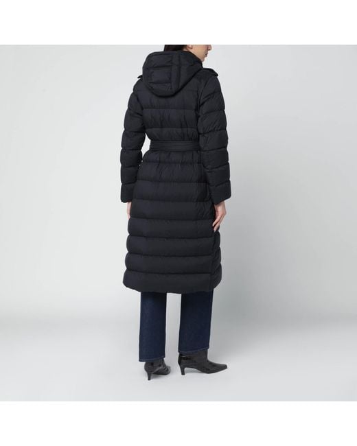 Burberry Black Double-Breasted Padded Coat With Belt