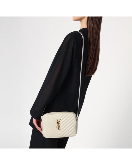 Saint Laurent Natural Lou Cream Quilted Camera Bag