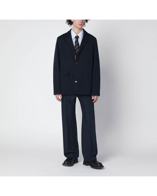 Gucci Blue Single-Breasted Cotton Jersey Jacket for men