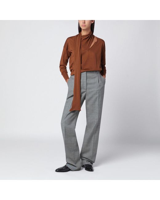 Roberto Collina Brown Hazelnut-Coloured Sweater With Scarf
