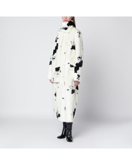 Stand Studio White Palmer Faux Fur Coat With Detachable Scarf