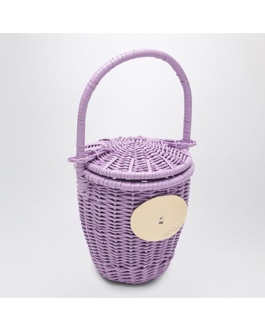 Patou Purple Lilac Wicker Bucket Bag