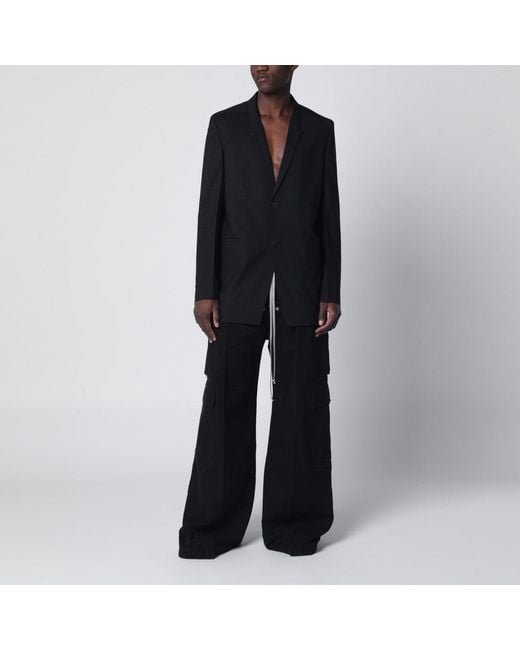 Rick Owens Black Single-Breasted Wool Jacket for men