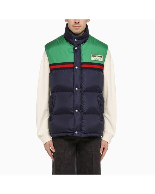 Gucci Midnight And Green Padded Waistcoat for men