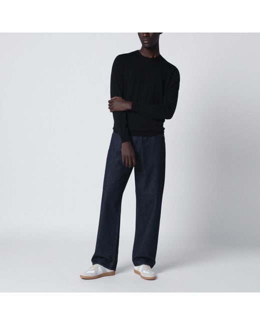 Drumohr Black Wool Crew-Neck Sweater for men