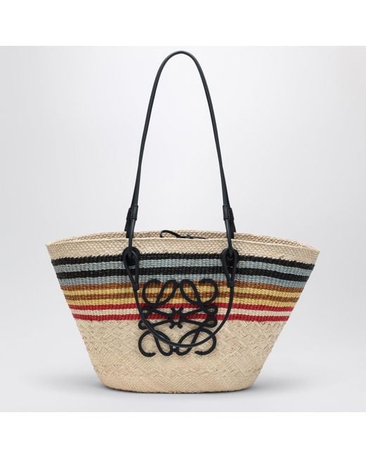 Loewe Black Large Anagram Basket Bag In Iraca Palm And Leather