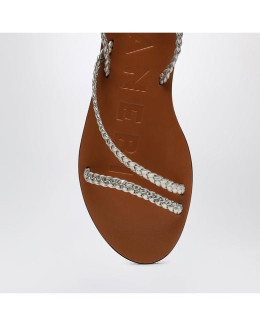 Manebí Metallic Platinum Leather Sandals