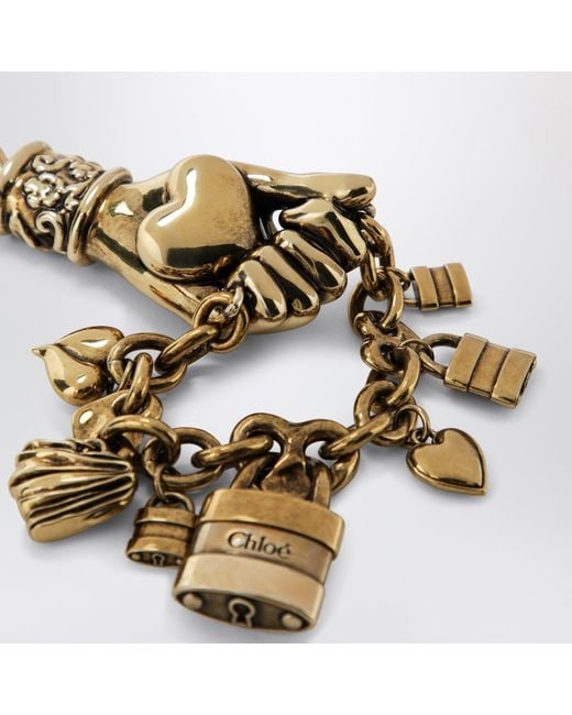 Chloé Metallic Symbols Hand & Heart Bag Charm