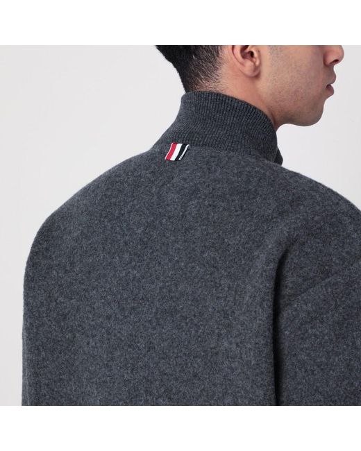 Thom Browne Blue Wool Zip-Up Cardigan for men