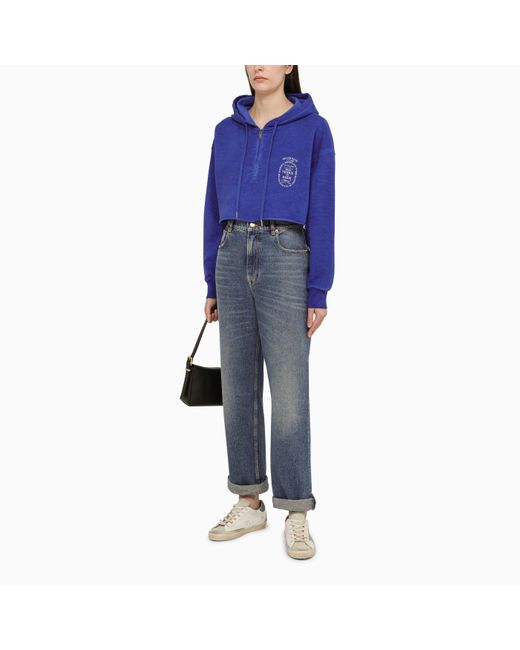 Golden Goose Deluxe Brand Blue Cropped Hoodie