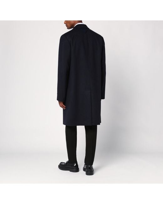 Prada Single-breasted Wool Coat in Black for Men | Lyst UK
