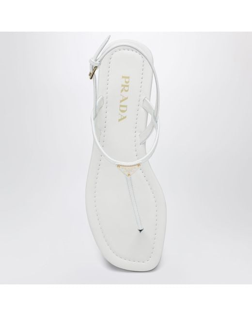 Prada White Logo-Plaque Sandals