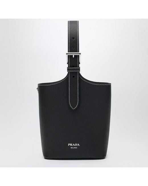 Prada Black Smooth Leather Bucket Bag