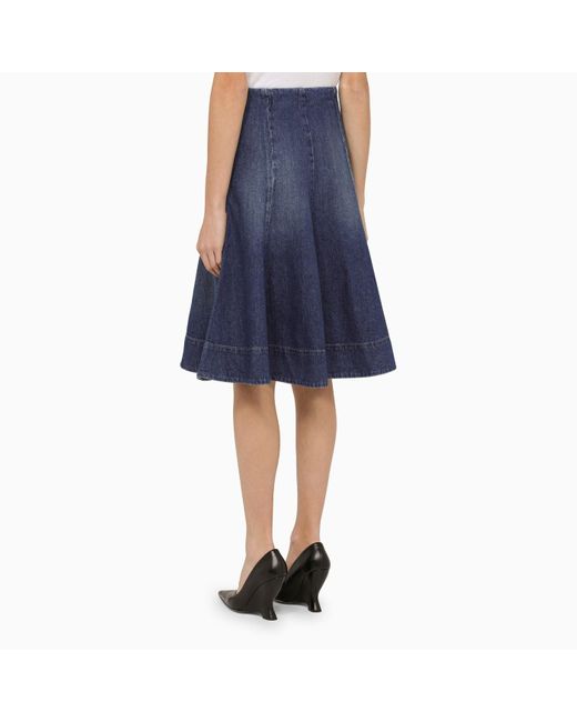Khaite The Lennox Blue Denim Skirt