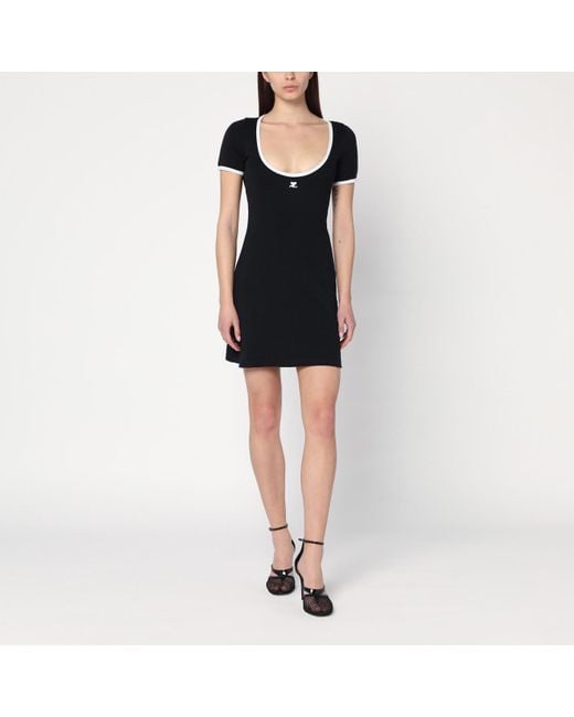 Courreges Black White/ Mini Dress In Cotton