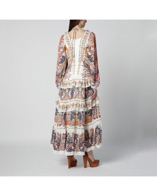 Farm Rio Multicolor Sea Garden Dress With Tiered Ruffles