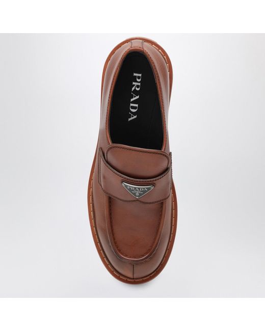 Prada Leder-Loafer in Brown für Herren