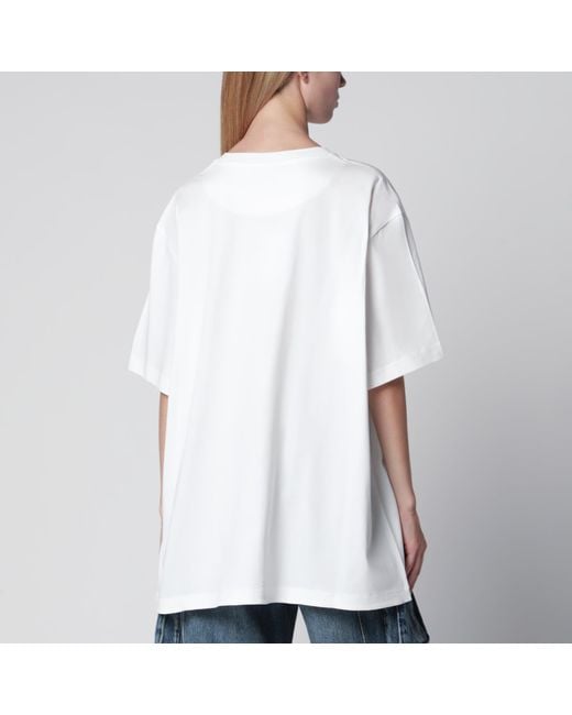 The Attico White Oversized Cotton Jersey T-Shirt With Cutout Hem