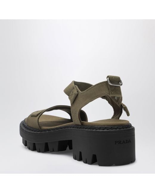 Prada Green Military Canvas Sandals