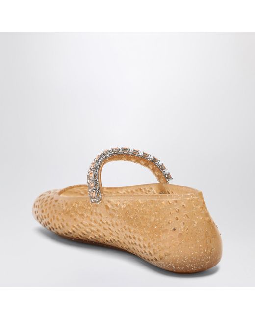 Jimmy Choo The Jelly Transparent Ballet Flats With Crystals