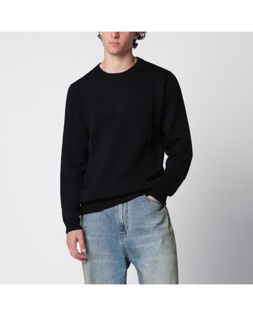 Roberto Collina Black Wool Crew-Neck Sweater for men
