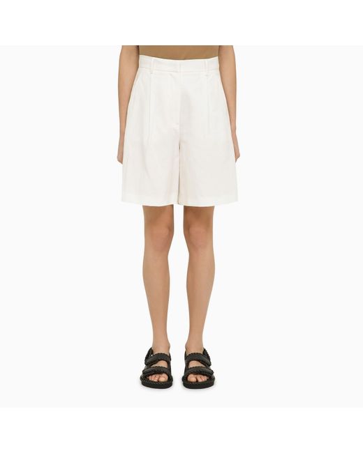 Weekend by Maxmara White Cotton And Linen Bermuda Shorts